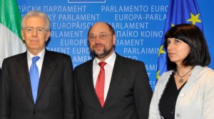 Mario Monti, Martin Schulz e Roberta Angelilli