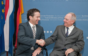 Dijsselbloem e Wolfgang Schaueble, il ministro delle Finanze tedesco