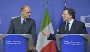 Enrico Letta, on the left, and José Manuel Barroso