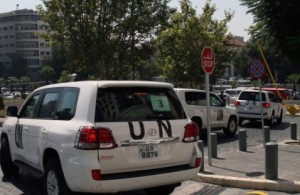 Le auto degli ispettori dell'Onu in Siria