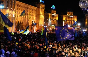 KYIV, NOVEMBER 29, 2013: Protestors flock to Independence Square