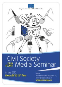 La locandina di un lodevole tentativo del Comitato economico e sociale europeo di stimolare i cittadini attraverso la stampa