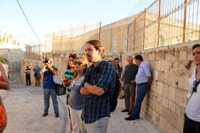 Pablo Iglesias durante la missione in Palestina