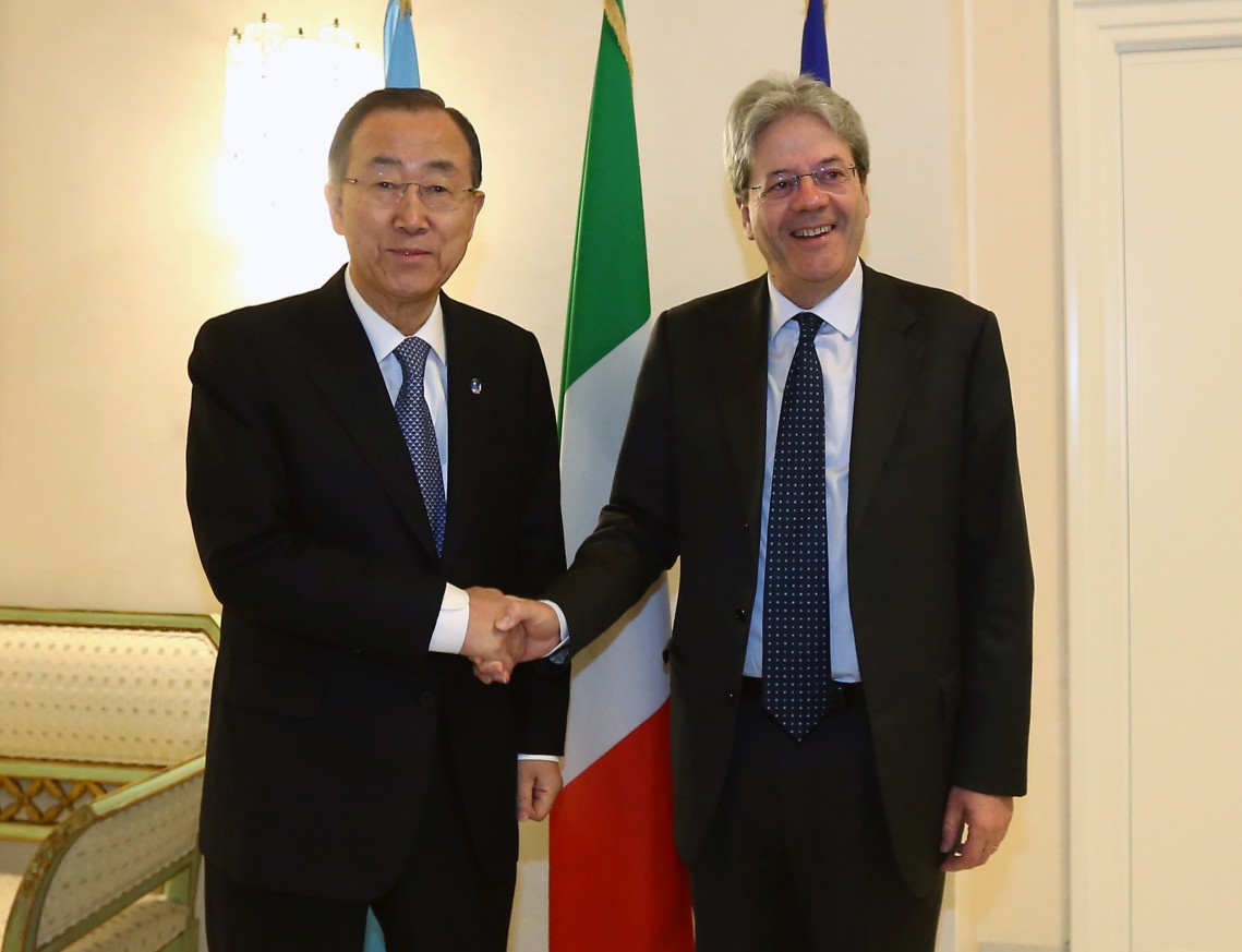 L'incontro tra Gentiloni e Ban Ki-moon (fonte Farnesina)