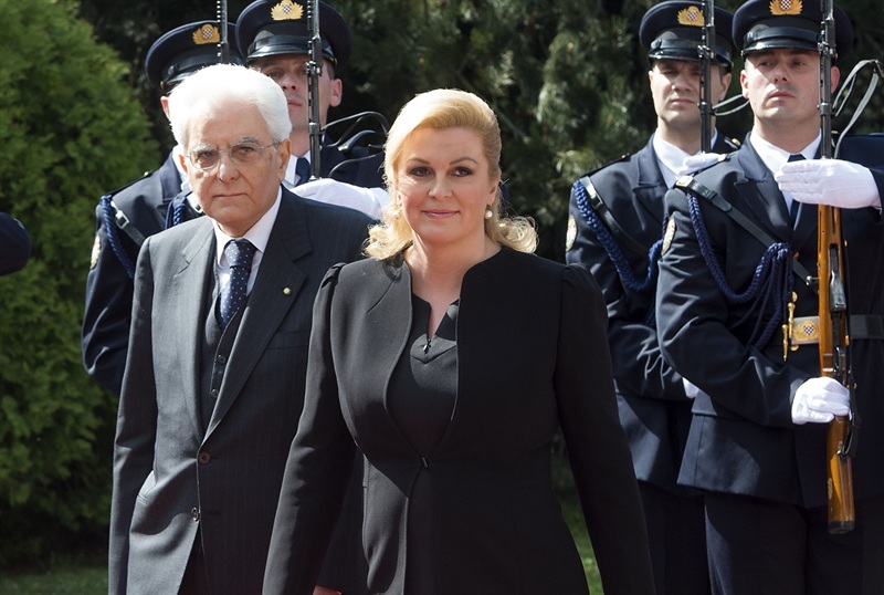 Il presidente della Repubblica Sergio Mattarela con l'omologa croata Kolinda Grabar-Kitarović