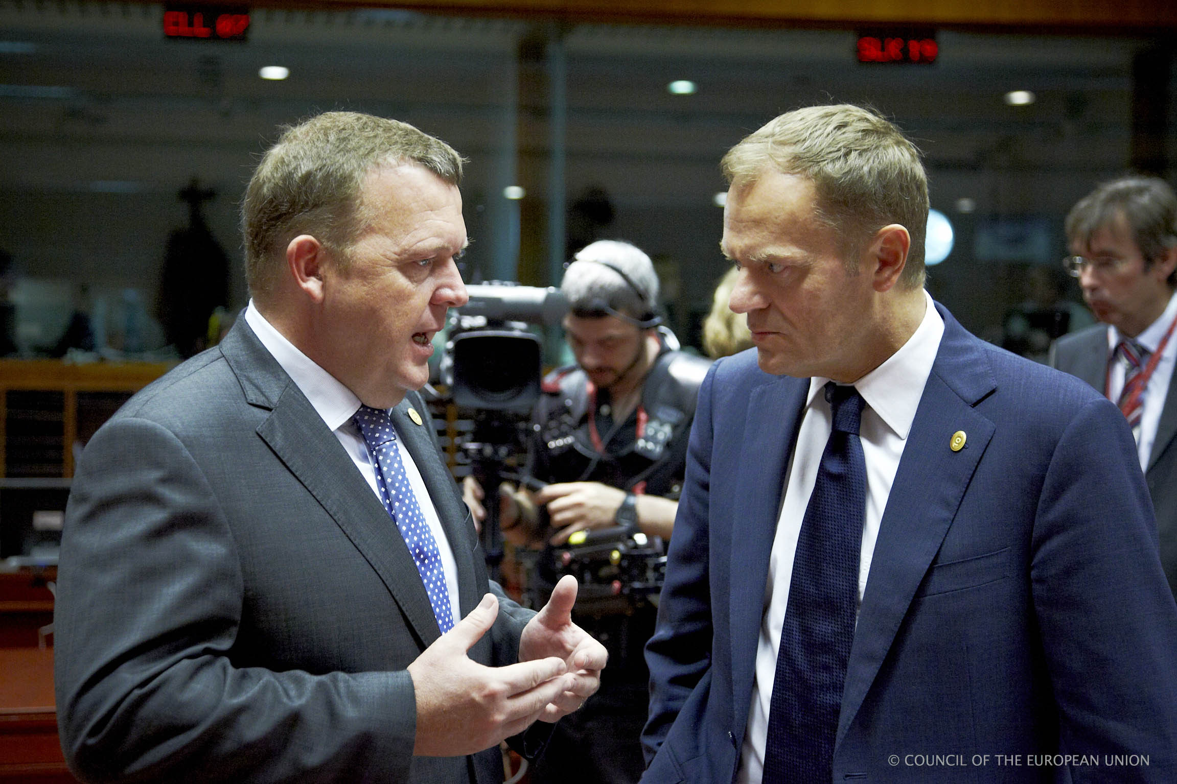 Lars Lokke Rasmussen, all'epoca primo ministro della Danimarca, con Donald Tusk, oggi presidente del Consiglio europeo - foto Consiglio (2011)