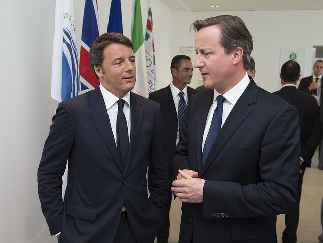 Il presidente del Consiglio Matteo Renzi e il premier David Cameron all'Expo (Fonte: Palazzo Chigi)