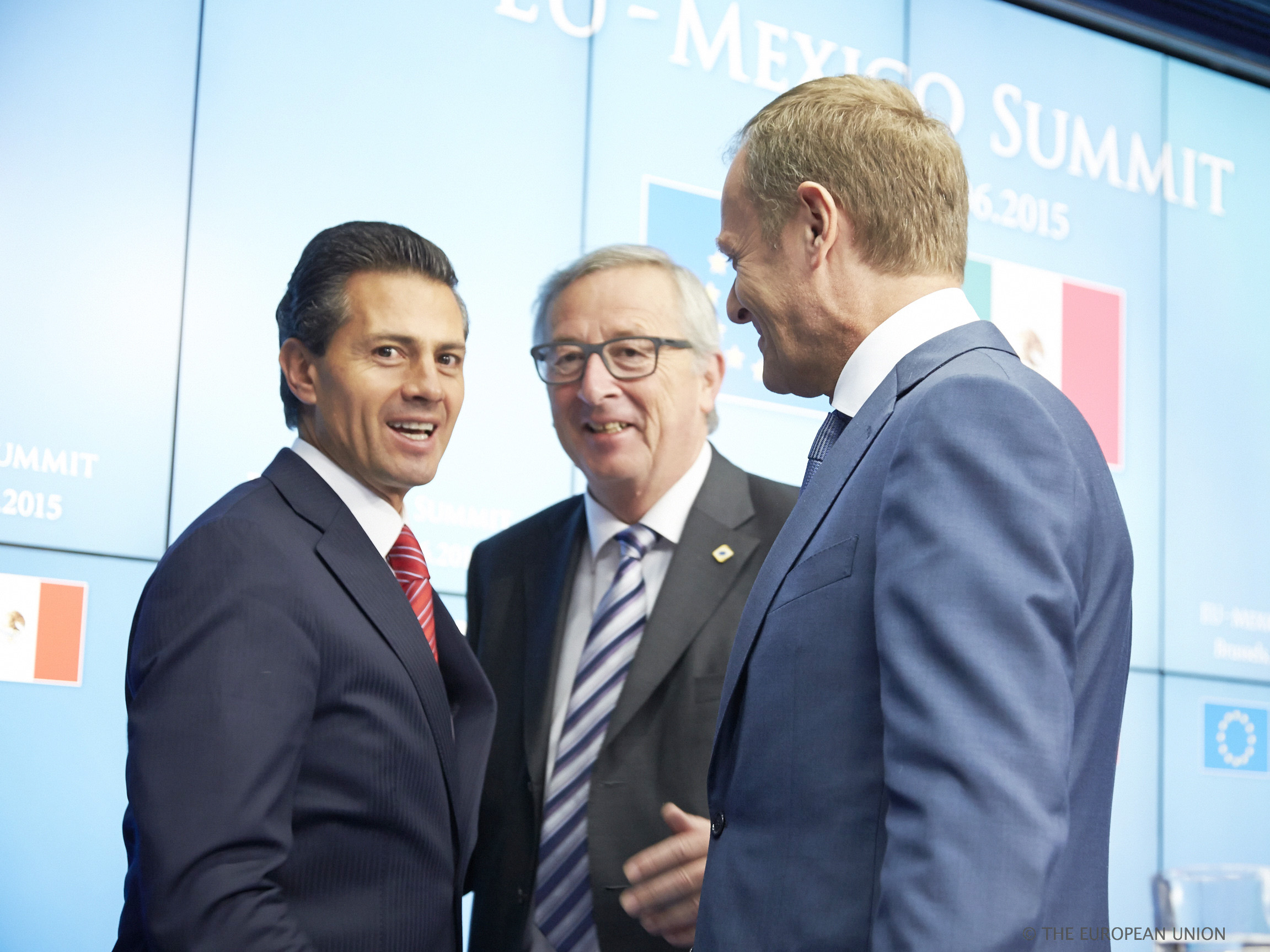 Pena Nieto con Jean-Claude Juncker e Donald Tusk - foto Consiglio Ue