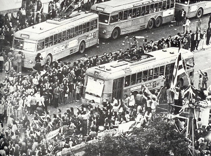 Manifestazione degli studenti greci contro il regime dei colonnelli nel 1973