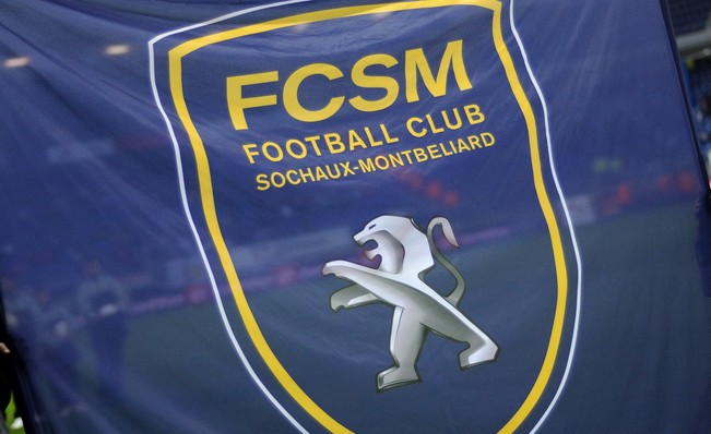 Bandiera dei tifosi del Sochaux. Al centro dello stemma il leone Peugeot