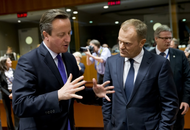 Cameron con il presidente del Consiglio europeo Donald Tusk - foto Consiglio Ue