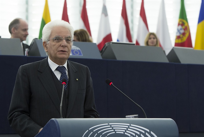 Il presidente della Repubblica Sergio Mattarella interviene all'Europarlamento (Fonte: Quirinale)