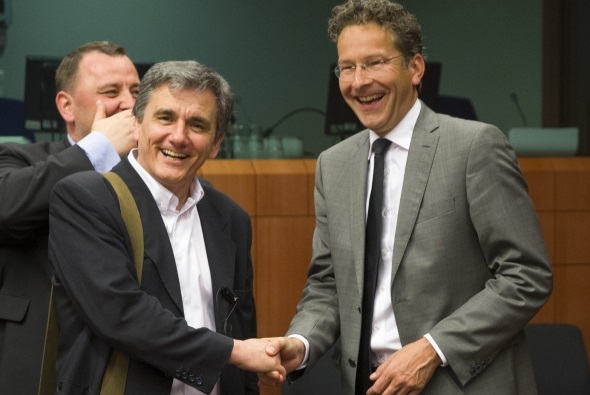 Tsakalotos e Dijsselbloem all'Eurogruppo - foto Consiglio Ue