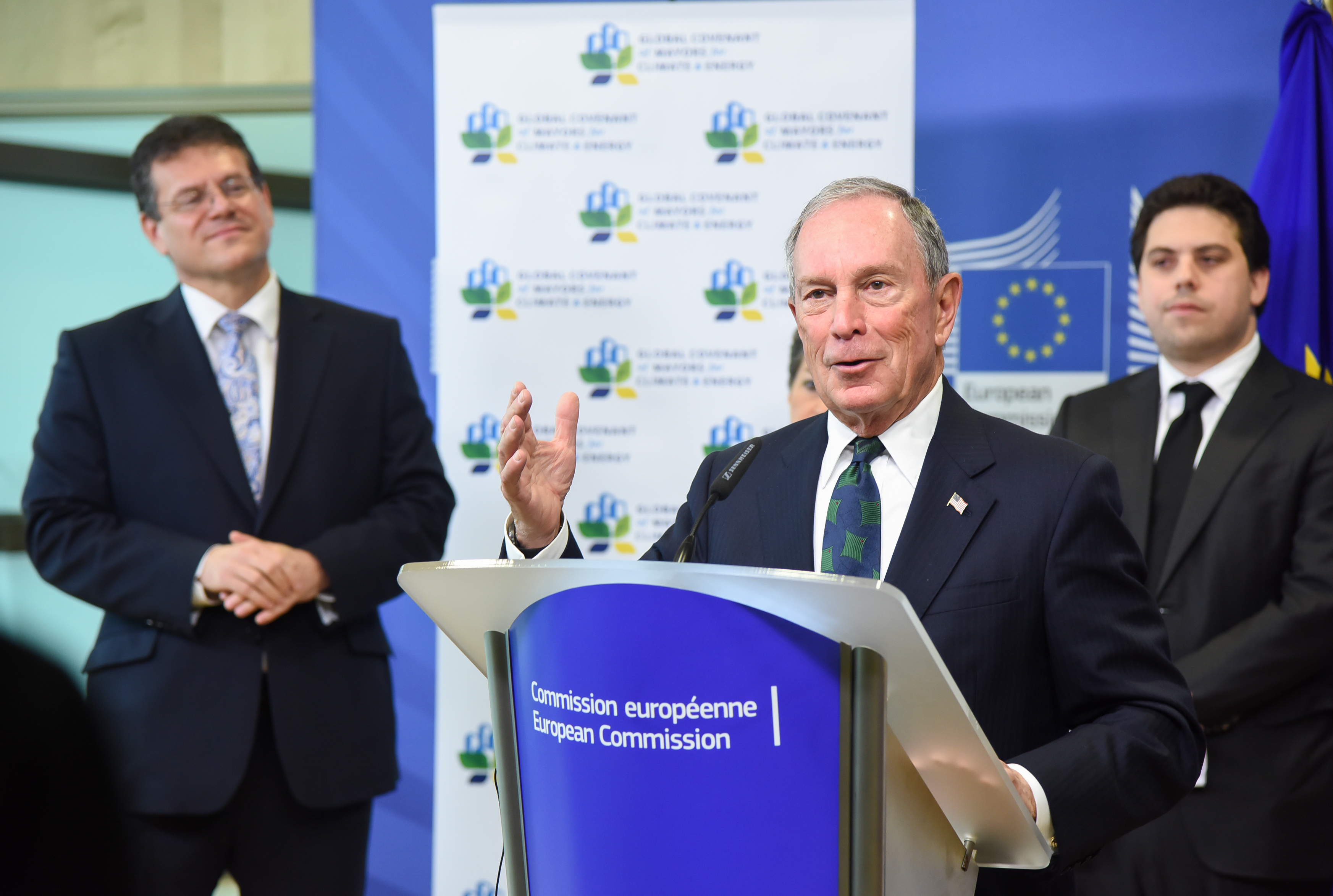 Maroš Šefčovič, Michael Bloomberg e Patrick Klugman