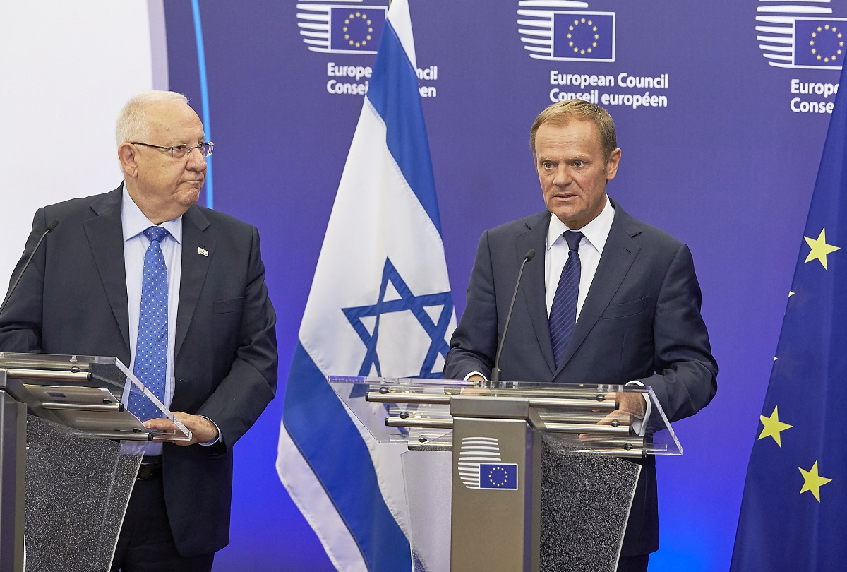 Donald Tusk con il presidente di Israele Reuven Rivlin - foto Consiglio Ue