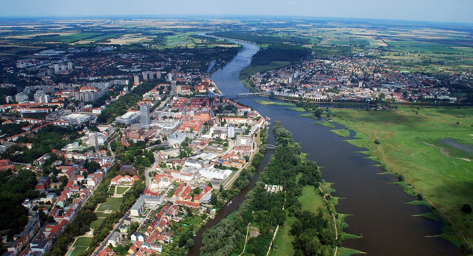 Una foto aerea della città di Francoforte