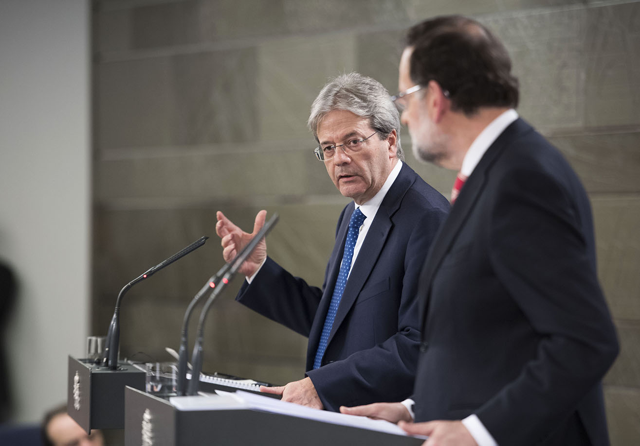 Il premier Paolo Gentiloni e l'omologo spagnolo Mariano Rajoy (Foto: Barchielli, Palazzo Chigi)