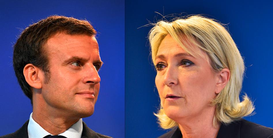 Emmanuel Macron (sinistra) e Marin Le Pen (destra).