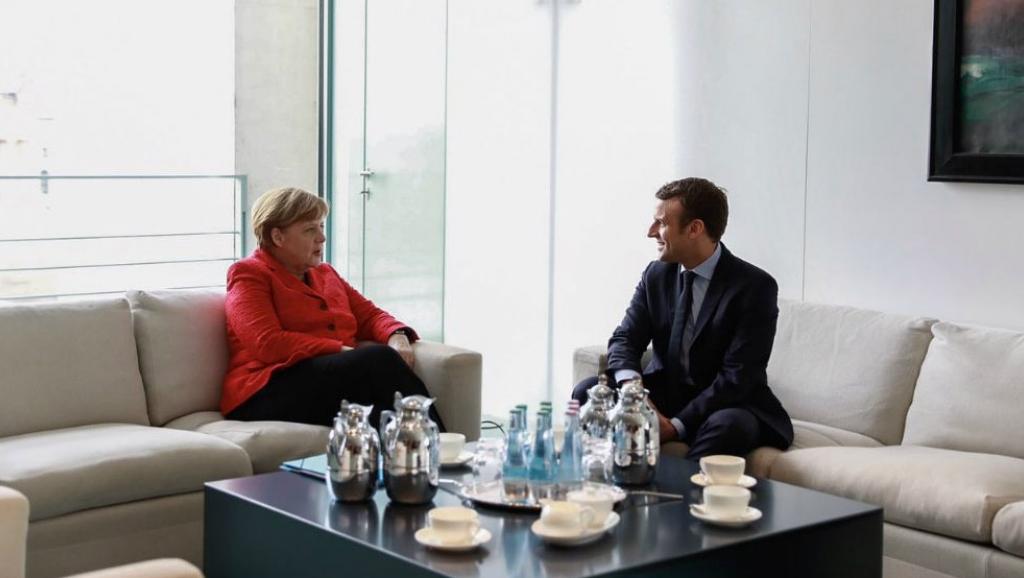 La Cancelliera Angela Merkel e il Presidente francese Macron