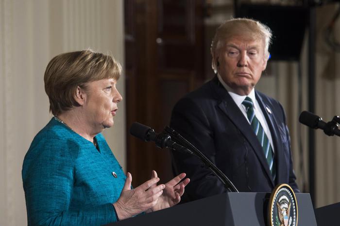 Angela Merkel e Donald Trump alla Casa Bianca il 17 marzo 2017