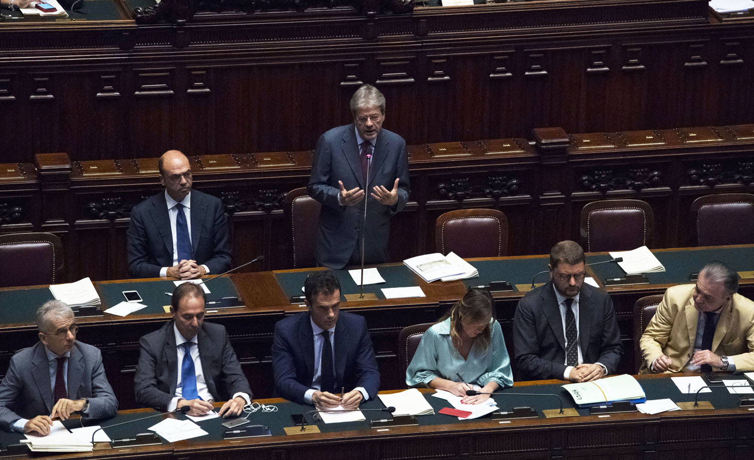 Il presidente del consiglio Paolo Gentiloni interviene nell'Aula della Camera (Foto: Barchielli, Palazzo Chigi)