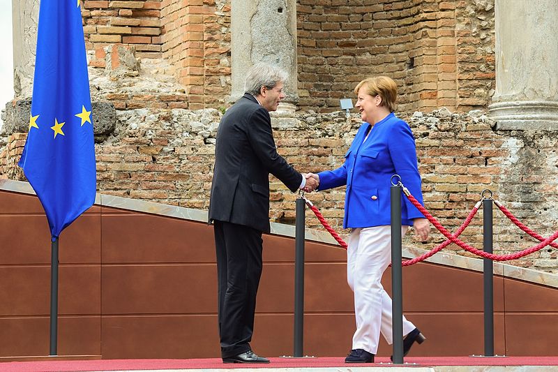 Paolo Gentiloni e Angela Merkel