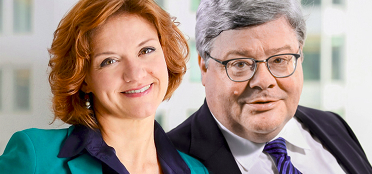 Monica Frassoni e Reinhard Butikofer, co-presidenti del Partito dei Verdi europei