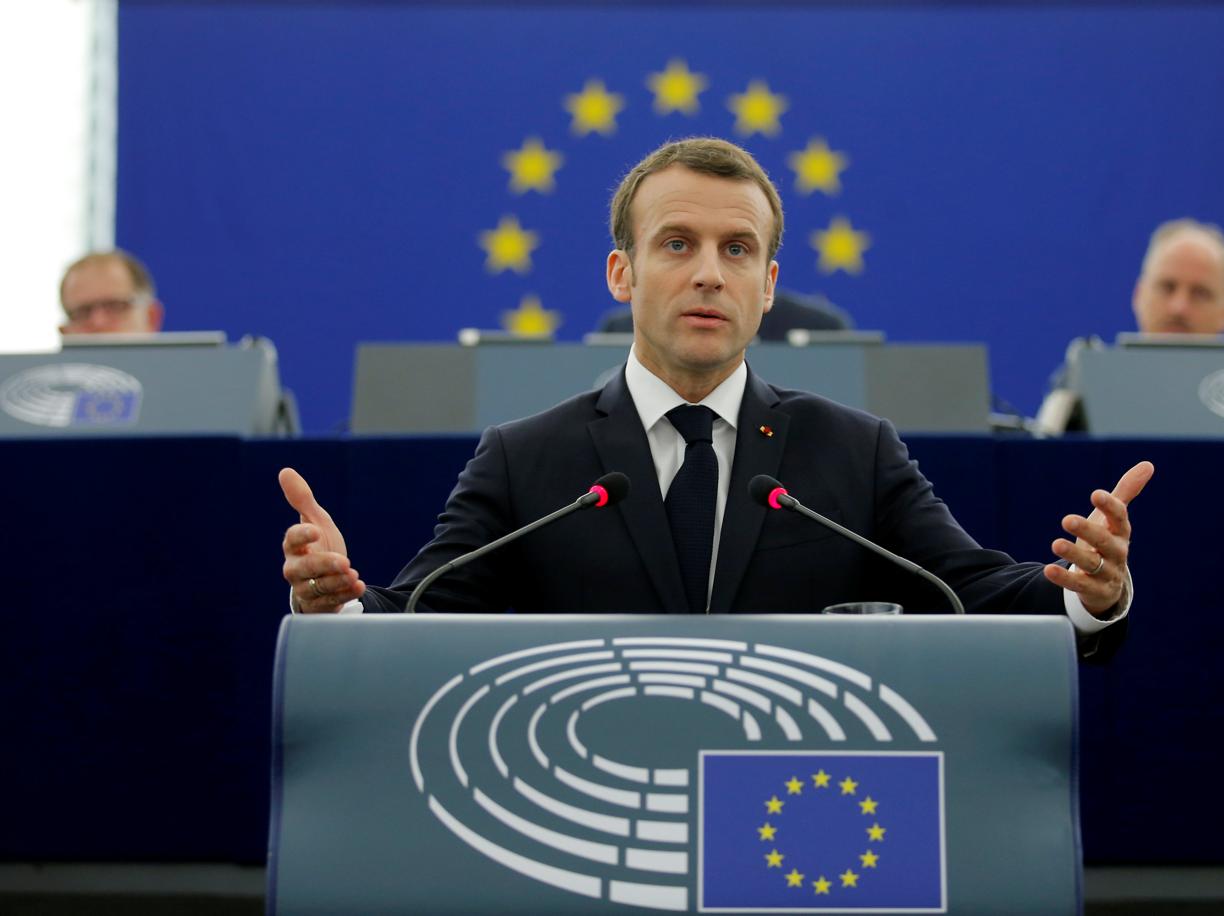 Il presidente della Repubblica francese, Emmanuel Macron, in Parlamento europeo