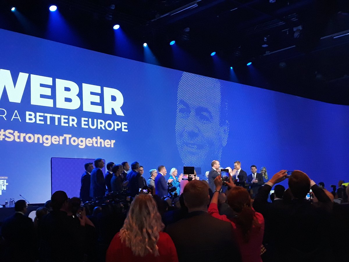 Il momento della proclamazione di Manfred Weber. Foto di Aristotelia Peloni @PeloniAris