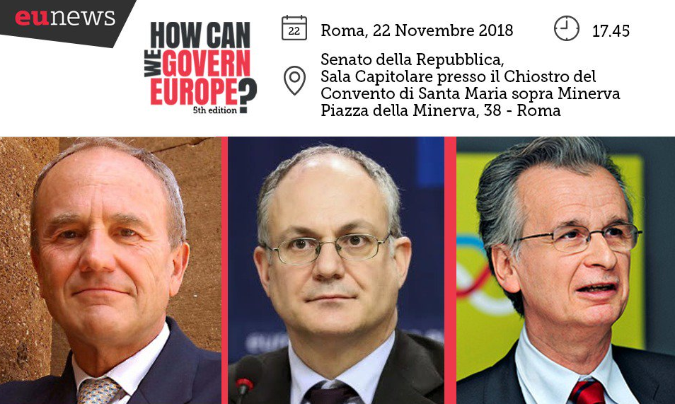 Da sinistra a destra: Pasquale Lucio Scandizzo, consigliere del ministro dell’Economia; Roberto Gualtieri, presidente della commissione Affari economici del Parlamento europeo; Lucio Pench, direttore direttore Politica di bilancio presso la direzione generale Affari economici della Commissione europea.