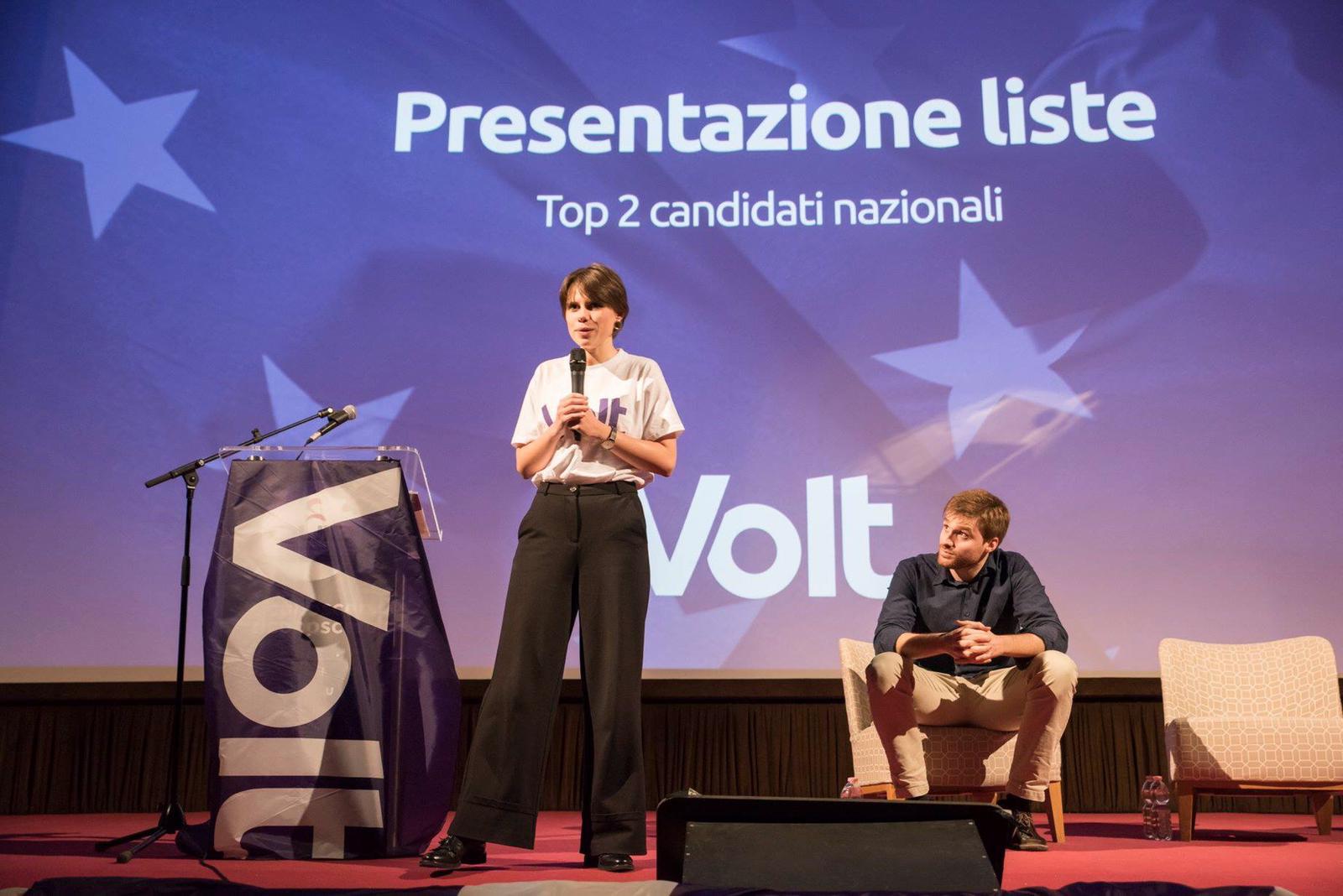 Federica Pesce, capolista di Volt per le elezioni europee, al congresso del movimento di Firenze di inizio febbraio.