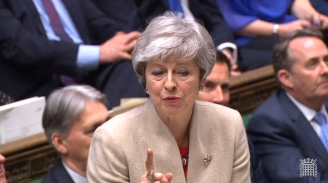 Theresa May in una recente seduta parlamentare