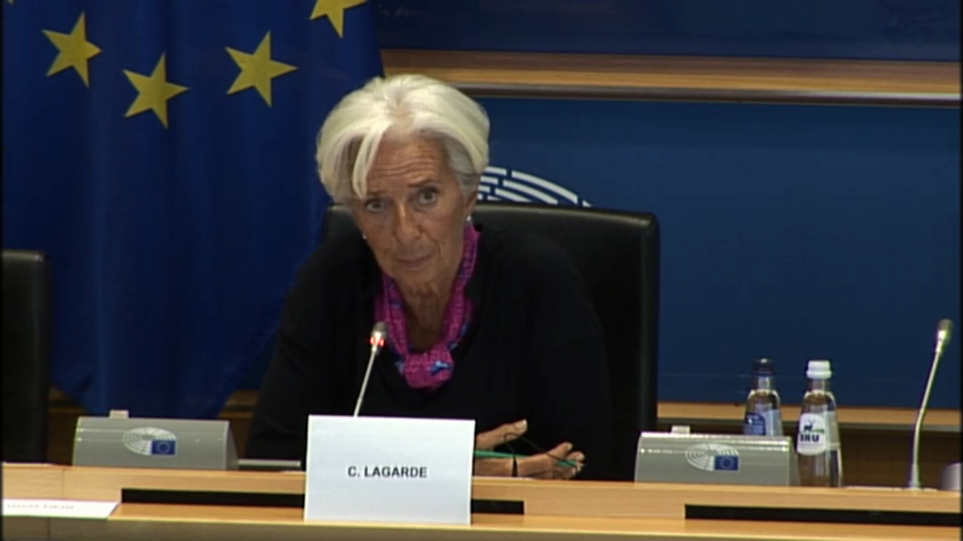 La candidata presidente alla BCE, Christine Lagarde, in audizione in Parlamento europeo