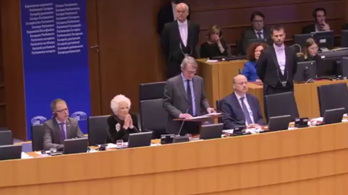 Liliana Segre nell'Aula del Parlamento europeo  [Bruxelles, 29 gennaio 2020]