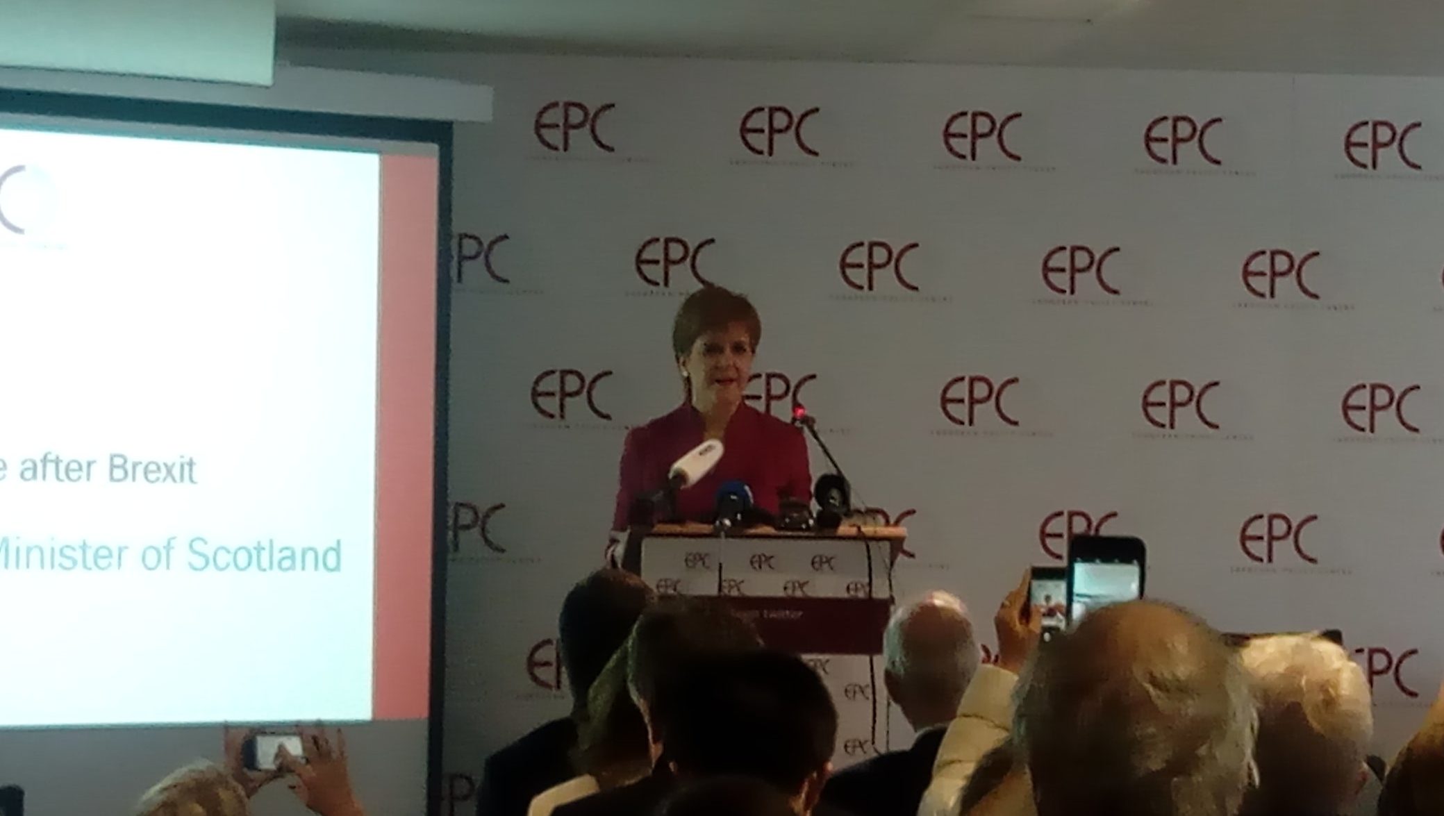 La premier scozzese Nicola Sturgeon al dibattito su "Il futuro europeo della Scozia dopo la Brexit", organizzato dall'EPC [Bruxelles, 10 febbraio 2020]