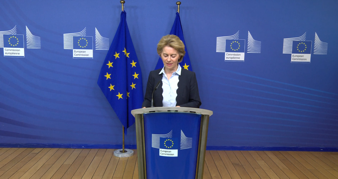 La presidente della Commissione europea, Ursula von der Leyen [Bruxelles, 10 marzo 2020]