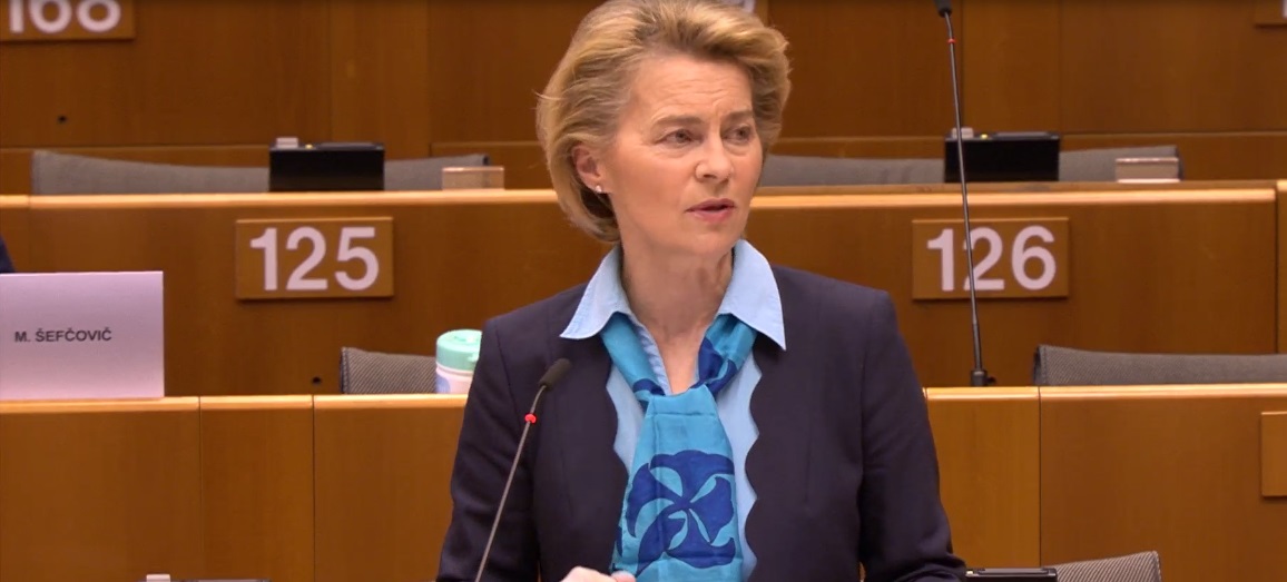 Ursula von der Leyen oggi in Parlamento.