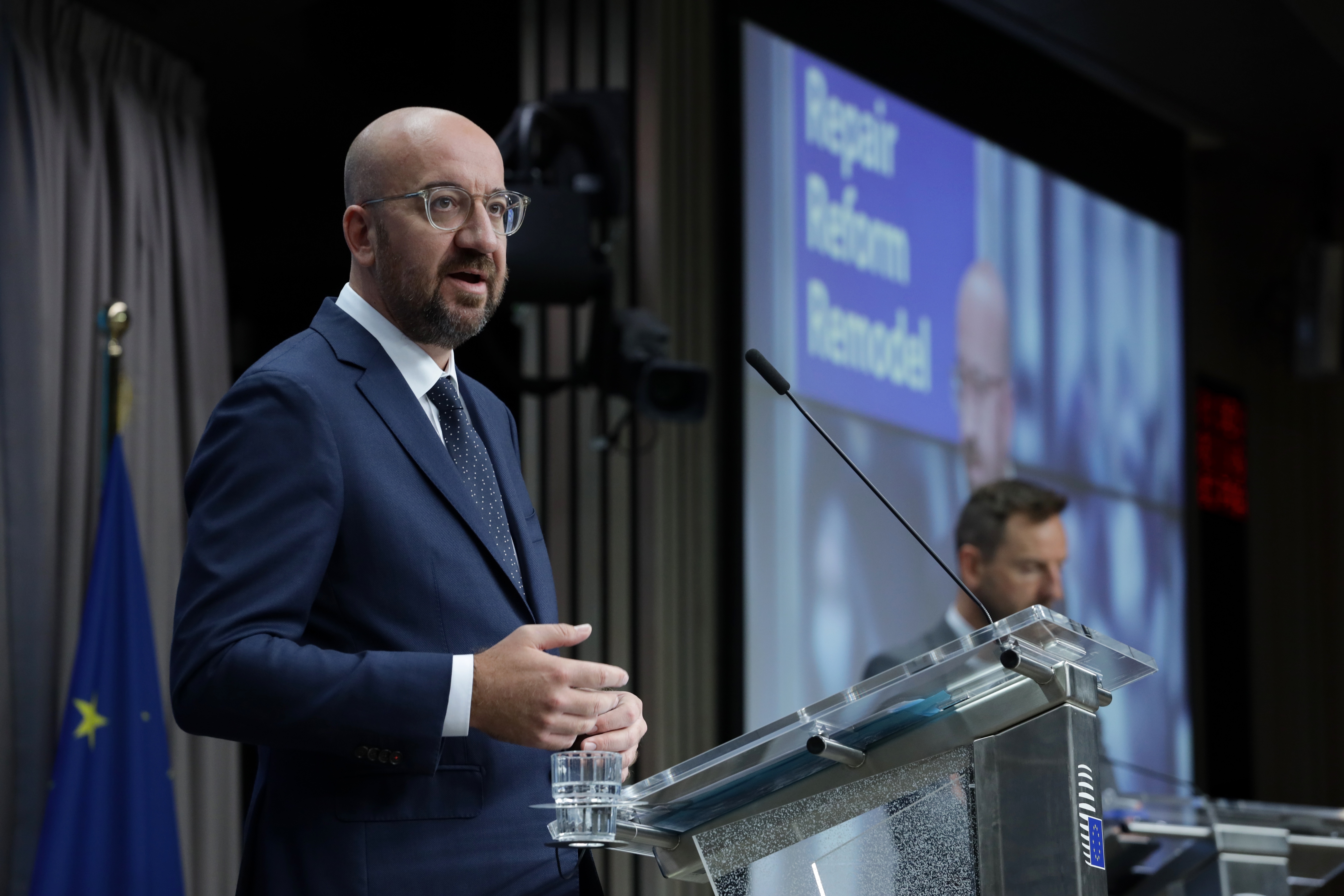 Charles Michel oggi in conferenza stampa (Foto: Consiglio europeo)