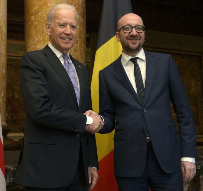 Biden insieme al presidente del Consiglio europeo, Charles Michel