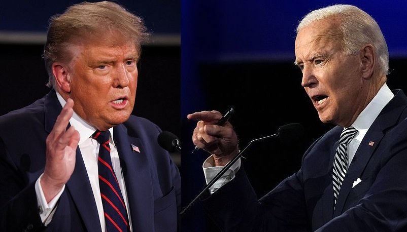 Da sinistra: Donald Trump, presidente degli Stati Uniti e candidato repubblicano e Joe Biden, candidato democratico