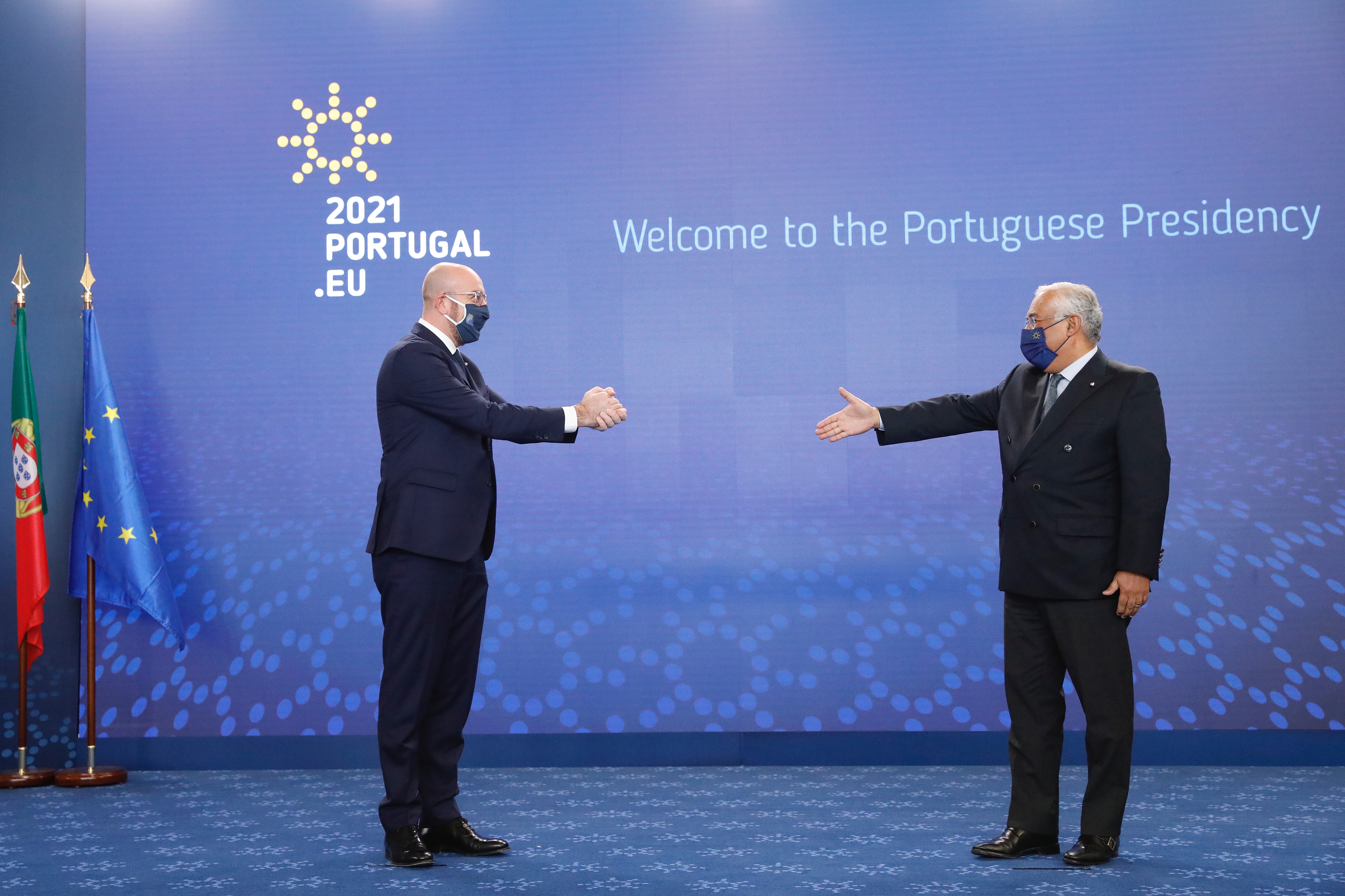 Charles Michel e il premier di Portogallo Antonio Costa