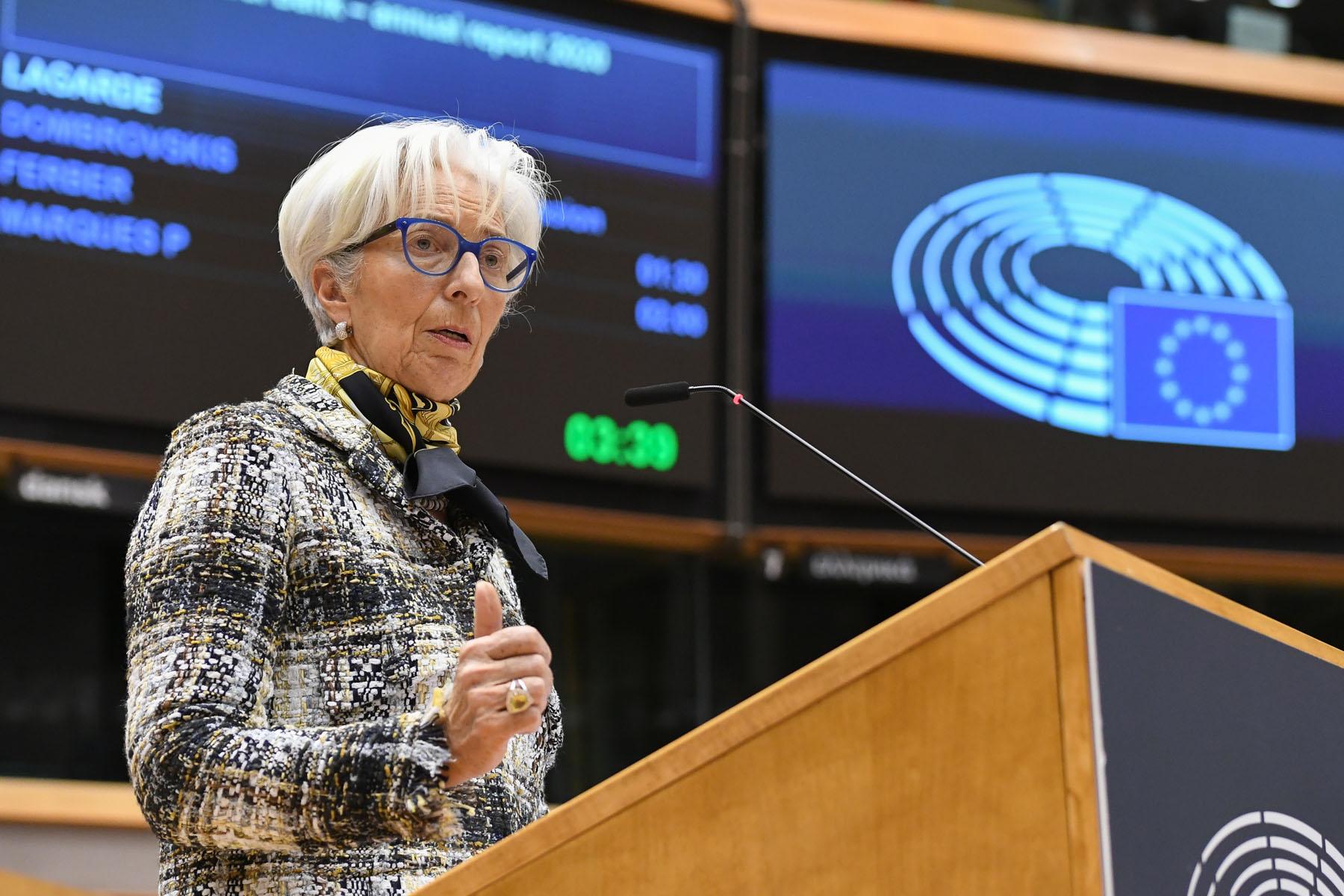 Christine Lagarde, presidente BCE, in Parlamento europeo