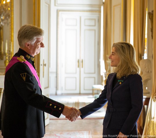 L'Ambasciatrice Elena Basile con il Re Filippo del Belgio