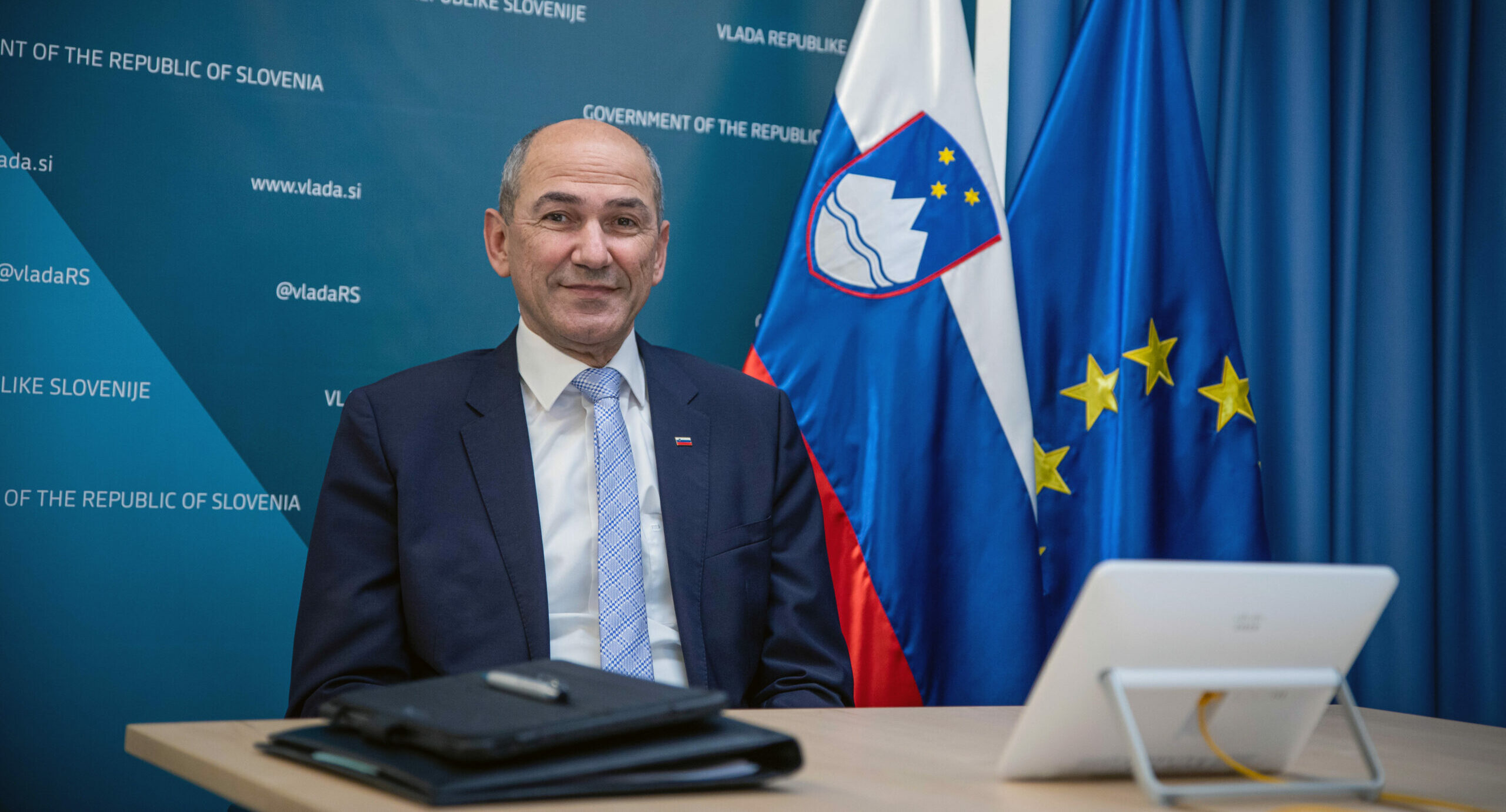 Janez Janša, primo ministro sloveno e presidente di turno del Consiglio dell'UE