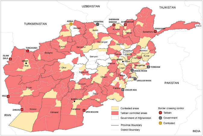 L'avanzata dei talebani e il loro controllo del territorio al 10 agosto 2021