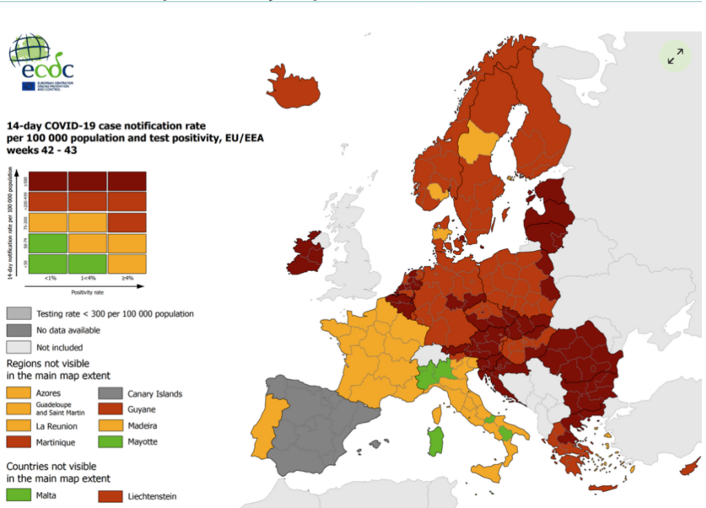 Mappa COVID ECDC 4 novembre 2021