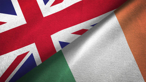 Ireland and United Kingdom flag together realtions textile cloth fabric texture