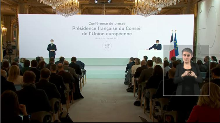 Emmanuel Macron presenta il programma della presidenza francese del Consiglio dell'UE [Parigi, 9 dicembre, 2021]