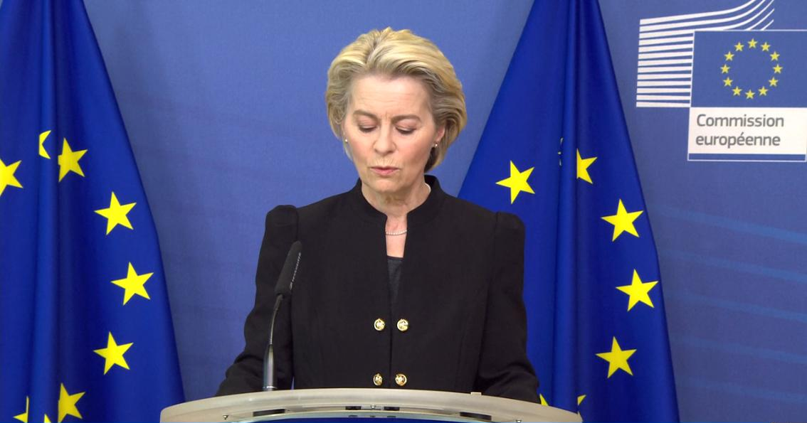 Ursula von der Leyen durante il ricordo di David Sassoli [Bruxelles, 11 gennaio 2022]