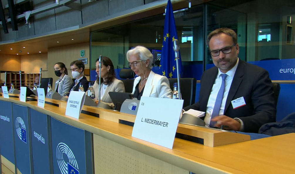 La presidente della Bce, Christine Lagarde, nel corso dell'audizione in Parlamento europeo [Bruxelles, 20 giugno 2022]